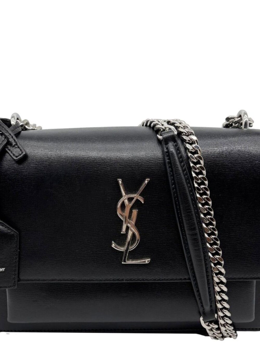 Yves Saint Laurent Sunset Monogram Leather Shoulder Bag Black